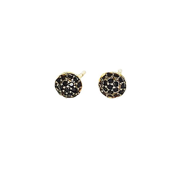 Brinco em banho de ouro 18k cravejado de zircônias negras