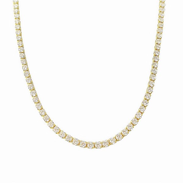 Choker riviera em banho de ouro 18k com zircônias cristais