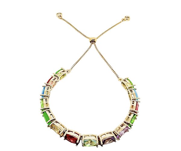 Pulseira em banho de ouro 18k com zircônias coloridas