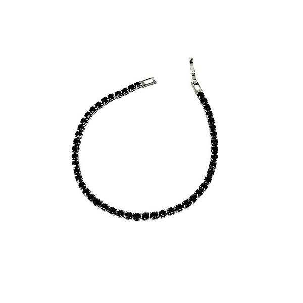 Pulseira riviera em banho de ródio negro com zircônias negras