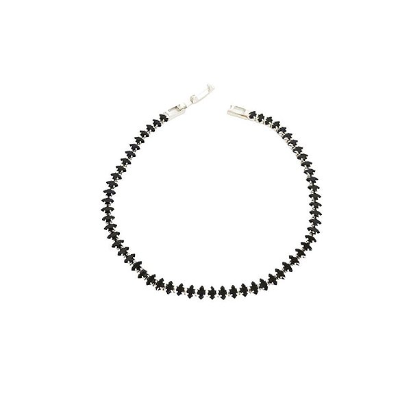 Pulseira em banho de ródio branco com gotinhas de zircônias negras