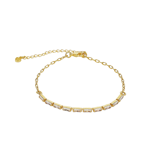 Pulseira em banho de ouro 18k com zircônias cristais