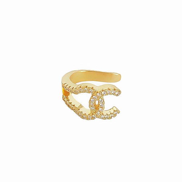 Brinco piercing inspiração em banho de ouro 18k cravejado de zircônias cristais