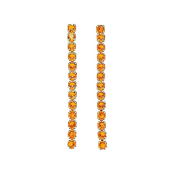 Brinco em banho de ouro 18k riviera de zircônias laranja