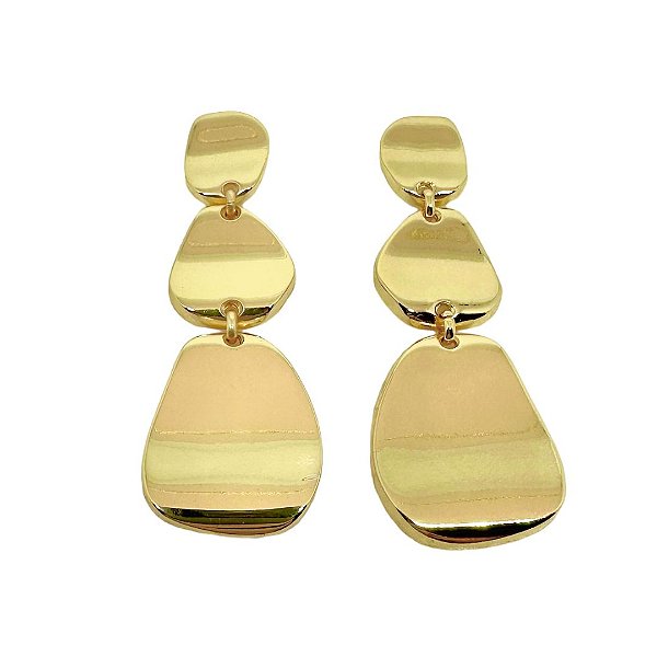 Brinco em banho de ouro 18k pendulo chapado liso