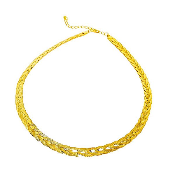 Colar trançado em banho de ouro 18k