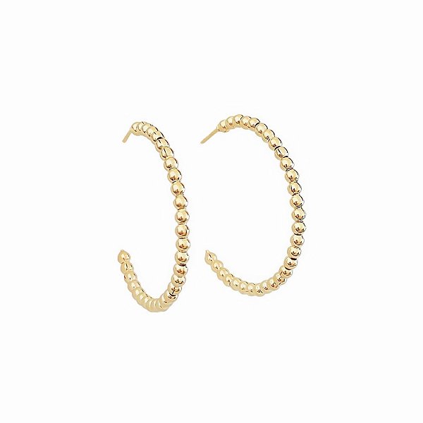 Brinco argola de bolinhas em banho de ouro 18k