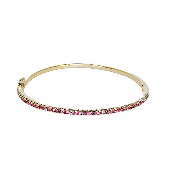 Bracelete banhado em ouro 18k cravejados de zircônia rosa