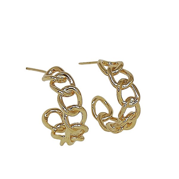 Brinco argola de elos em banho de ouro 18k
