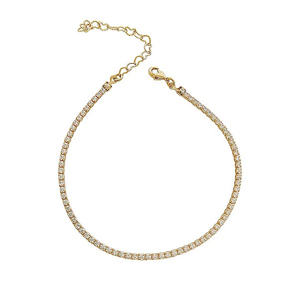 Pulseira riviera de zircônias cristais em banho de ouro 18k