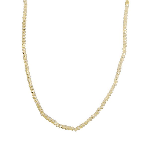 Choker com cristais bege com brilho e detalhes banhado em ouro 18k