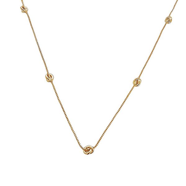 Choker banhados em ouro 18k com nós lisos