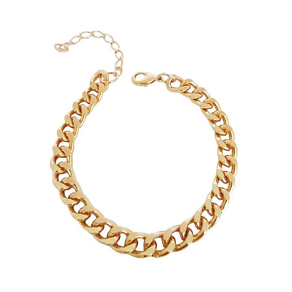 Pulseira banhada em ouro 18k elos grumet