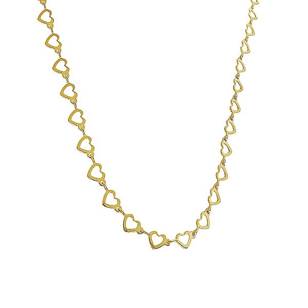 Choker banhado em ouro 18k  corações vazados