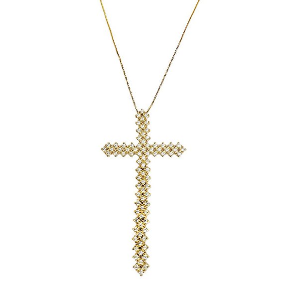 Colar banhado em ouro 18k crucifixo maleável