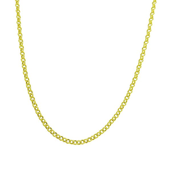 Colar correntaria pintada verde claro com detalhes em banho de ouro 18k