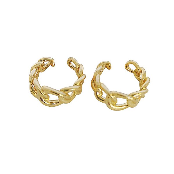 Brincos piercing em banho de ouro 18k com elos