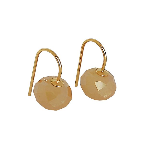 Brinco banhado em ouro 18k com cristal doce de leite
