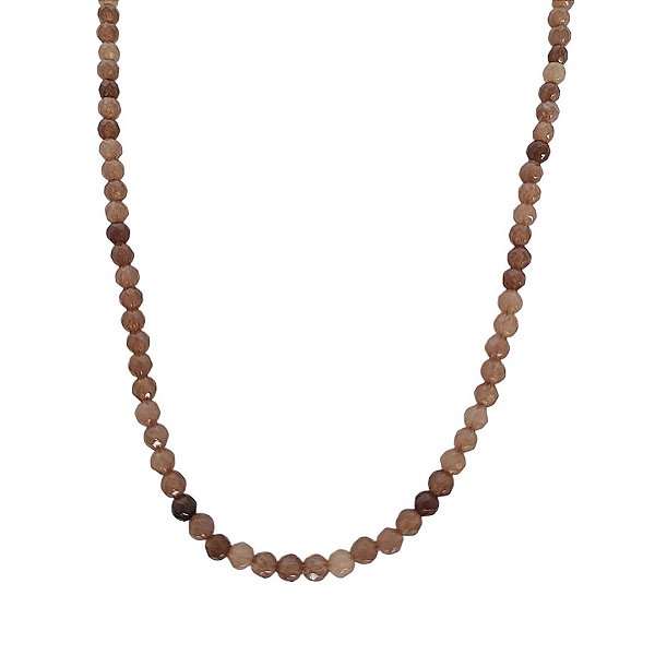 Choker de cristais naturais marrom com detalhes em banho de ouro 18k