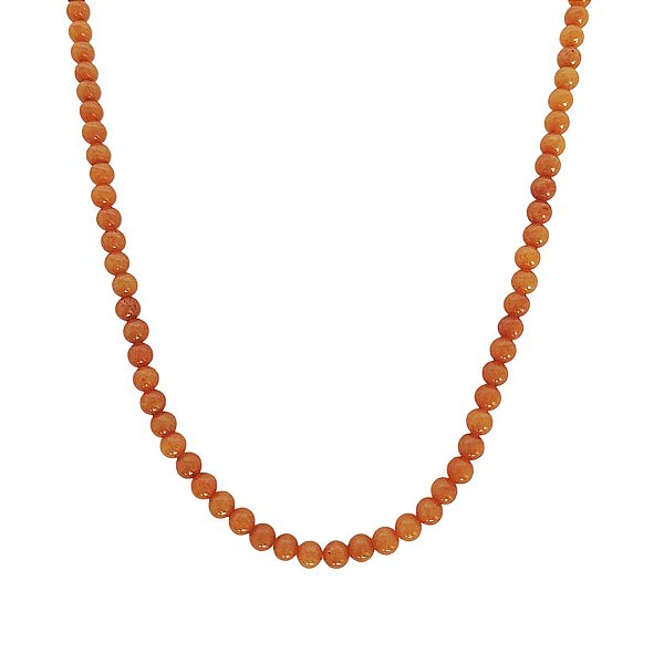 Choker de pedras naturais jade coral com detalhes banhados em ouro 18k