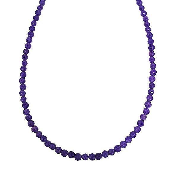 Choker de cristais naturais roxo com detalhes em banho de ouro 18k