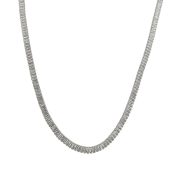Choker em banho de ródio branco com zircônias cristais baguetes