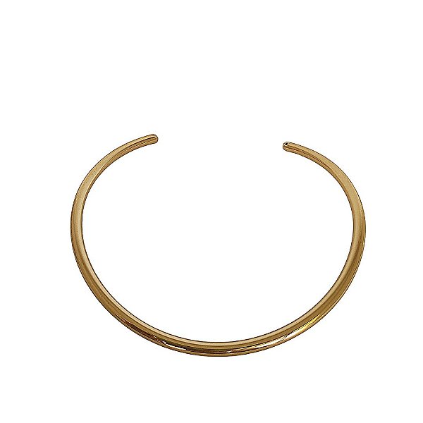 Choker orgânica rígida lisa em banho de ouro 18k