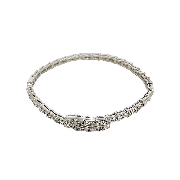 Pulseira inspiração em banho de ródio branco com zircônias cristais