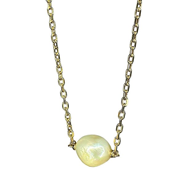 Colar banhado em ouro 18k com pérola barroca