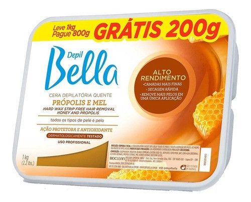 Cera Depil Bella Em Barra 1kg Propolis E Mel - 3 Unid