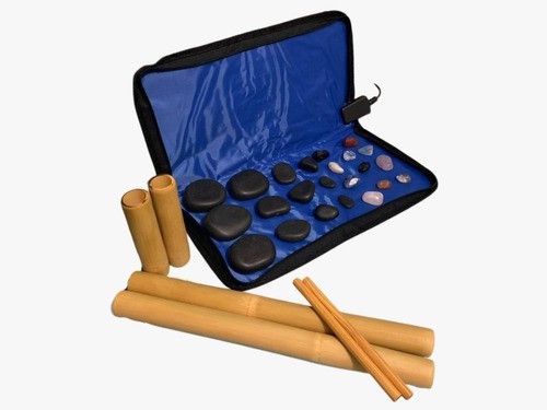 Kit Massagens Com Pedras Quentes Basalto 110v + Bambu