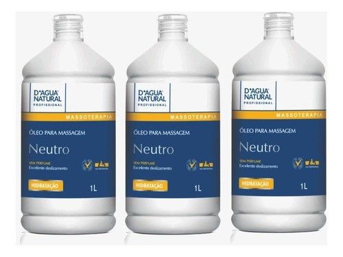 Oleo De Massagem Neutro 1l Dagua Natural - 3 Unidades