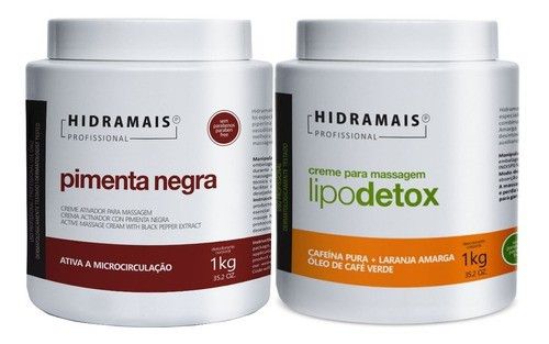 Kit Hidramais Profissional Pimenta Negra 1kg + Lipodetox 1kg