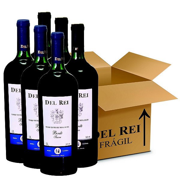 Box Misto - Vinho Del Rei com 60 Tinto Suave + 60 Tinto seco Bordo 1l - Box Com 120 Unidades