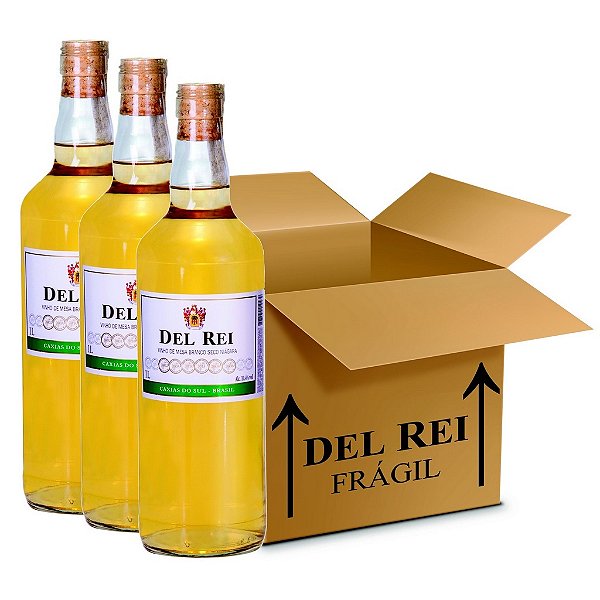 Vinho Colonial Del Rei Branco Seco Niagara 1l - Box Com 12 Unidades