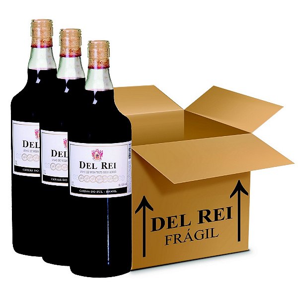 Vinho Colonial Del Rei Tinto Seco Bordo 1l - Box Com 12 Unidades