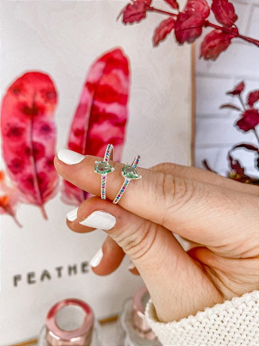 Anel Gota Esmeralda Colorido