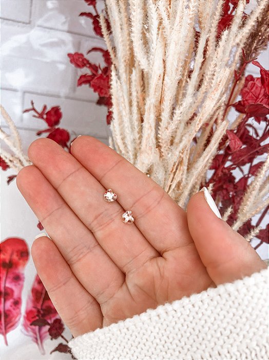 Brinco Coração de Zircônia Amarelo 5mm