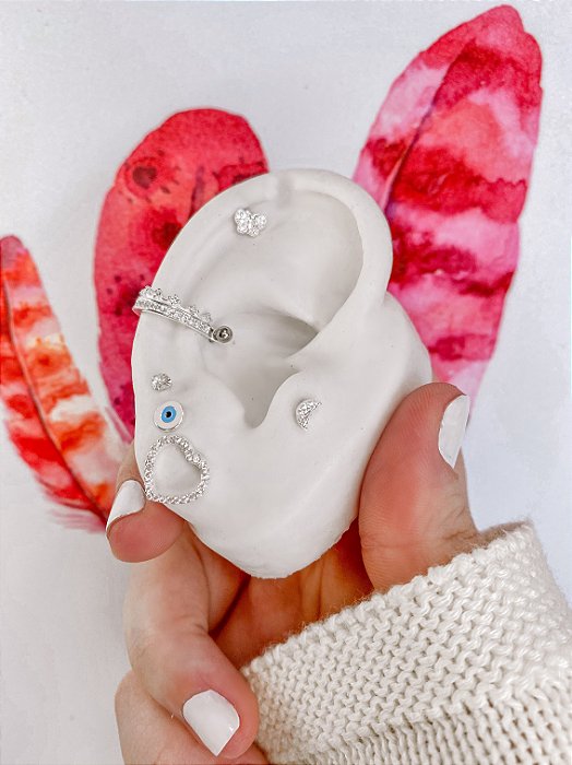 Brinco Coração Cravejado Vazado G