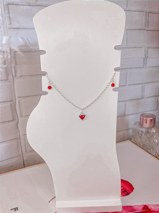 Tornozeleira Corações Rubi