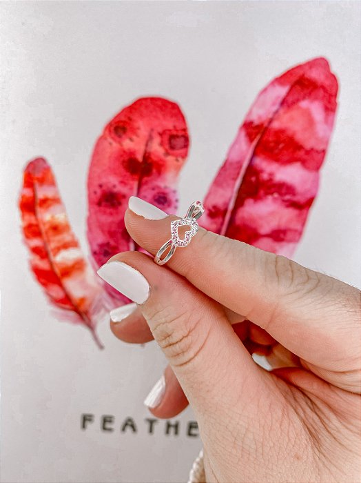 Anel Coração Entrelaçado Cravejado