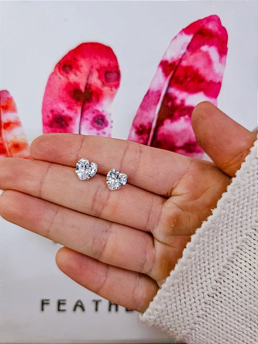 Brinco Zircônia de Coração 8mm