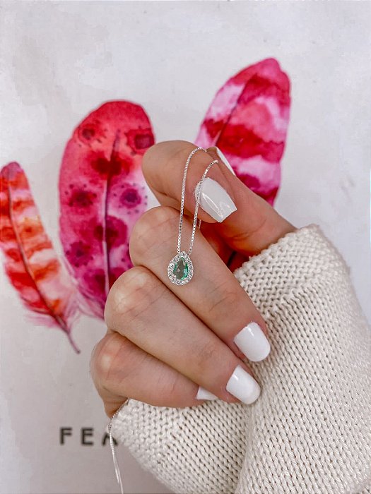 Colar Gota Verde 45cm