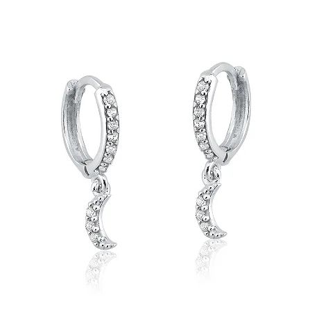 Brinco Argola Lua Cravejada 7mm