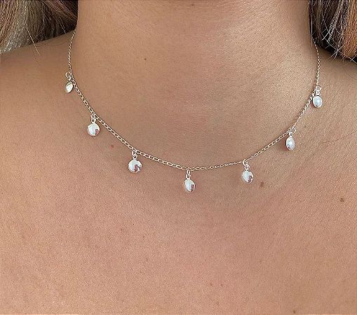 Colar Choker Medalha 40cm