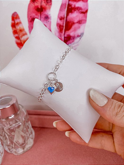 Pulseira Nossa Senhora Coração Azul