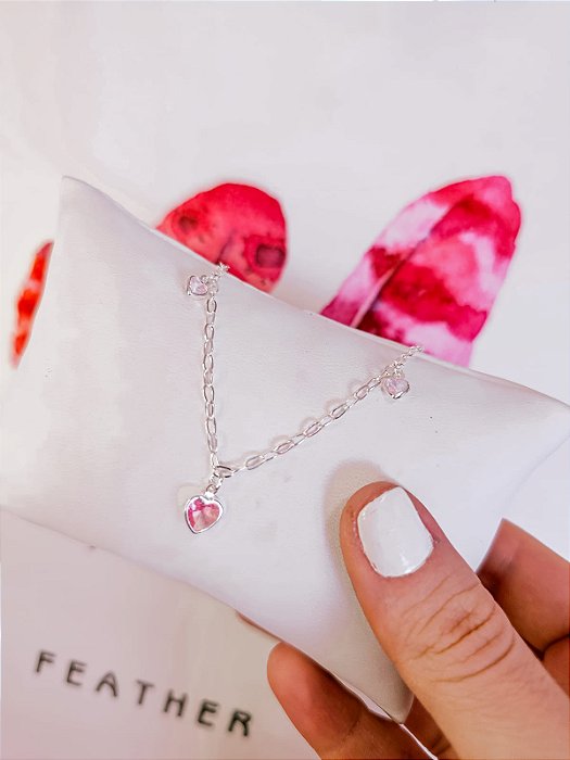 Pulseira Coração Rosa Claro