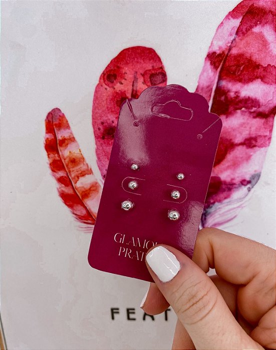 Brinco Trio Bolinhas 2/3/4mm