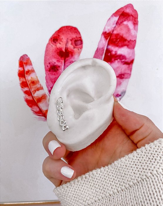 Brinco Ear Cuff Corações