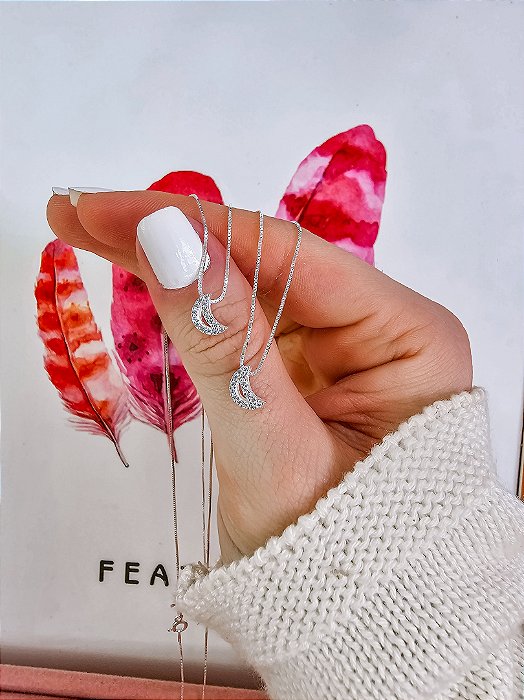 Colar Lua Cravejada 45cm